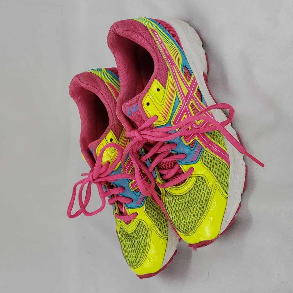 Asics gel contend 3 shoe. Pink Yellow Blue. Size 5.5 - Picture 3 of 6